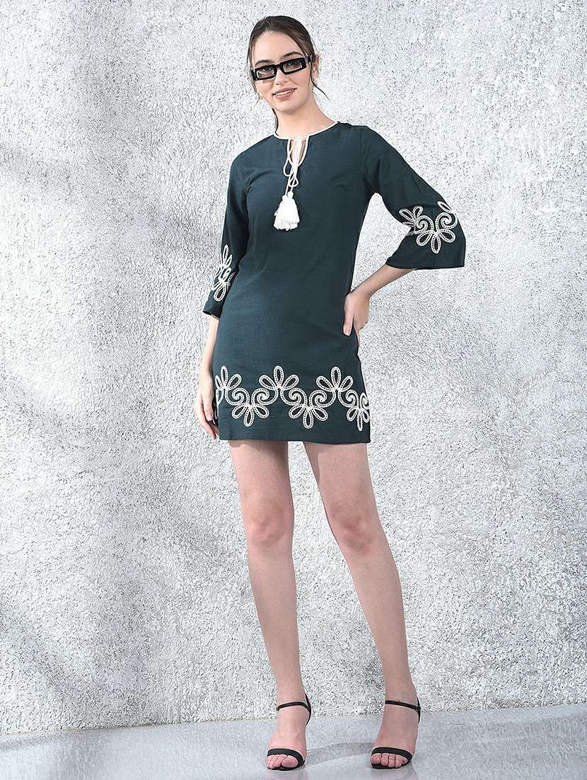 women embroidered bell sleeve a-line dress - 22178334 -  Standard Image - 4
