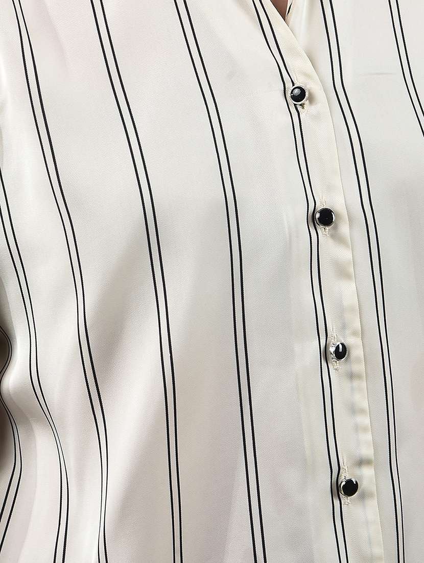 women striped collared long sleeve shirt - 22178349 -  Standard Image - 6