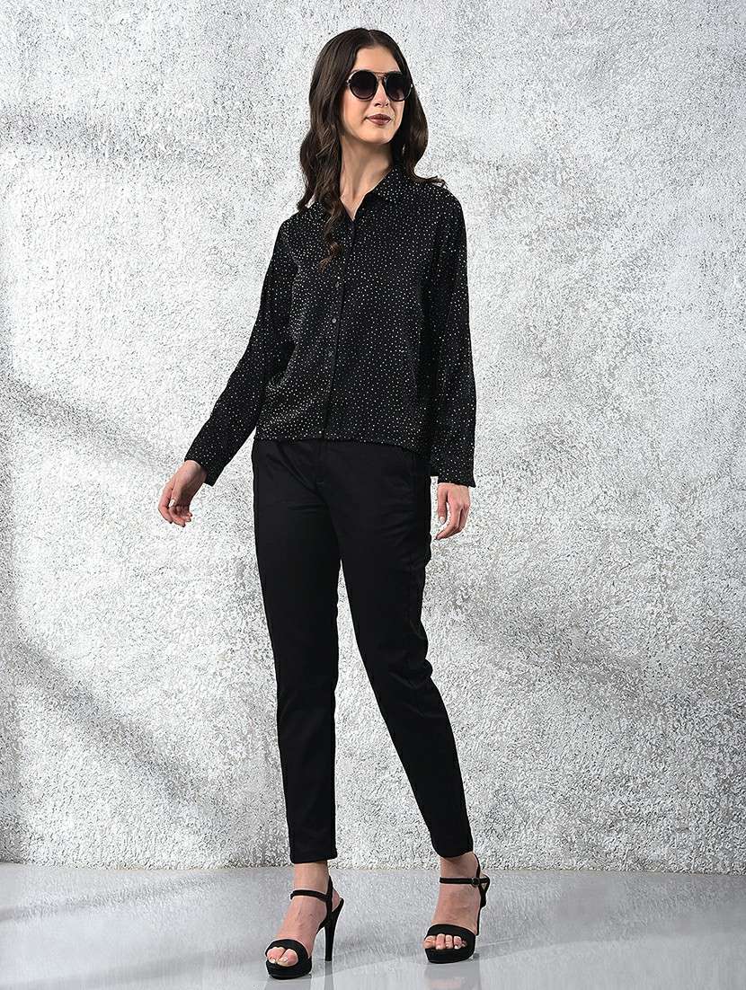 women polka doted collared long sleeve shirt - 22178352 -  Standard Image - 4