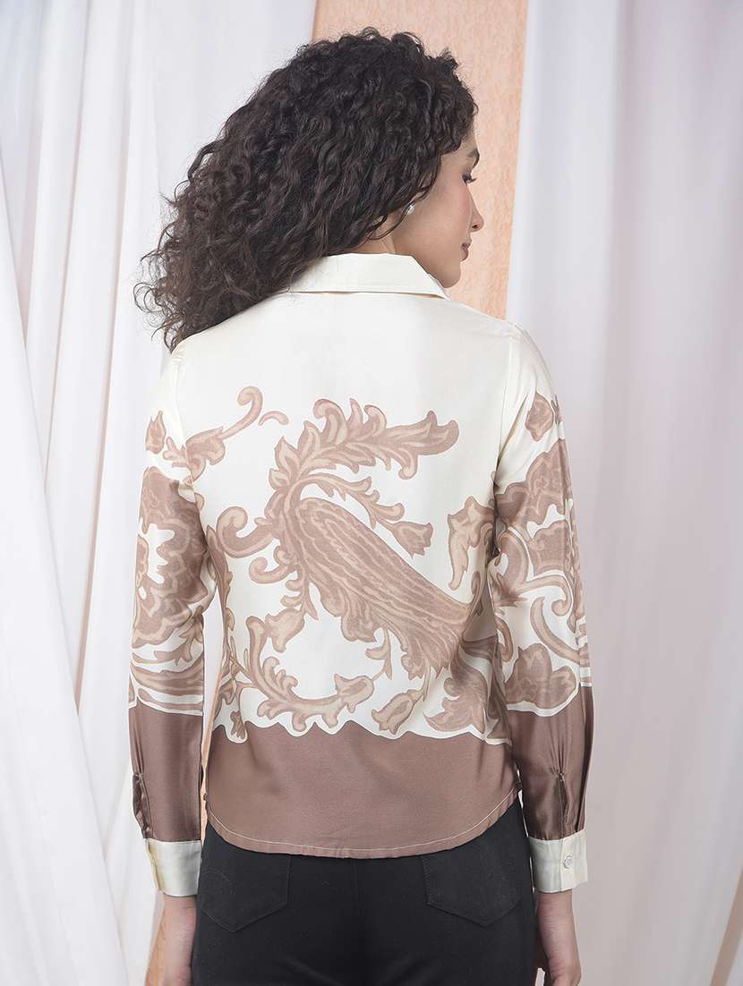 women printed collared long sleeve shirt - 22178356 -  Standard Image - 4