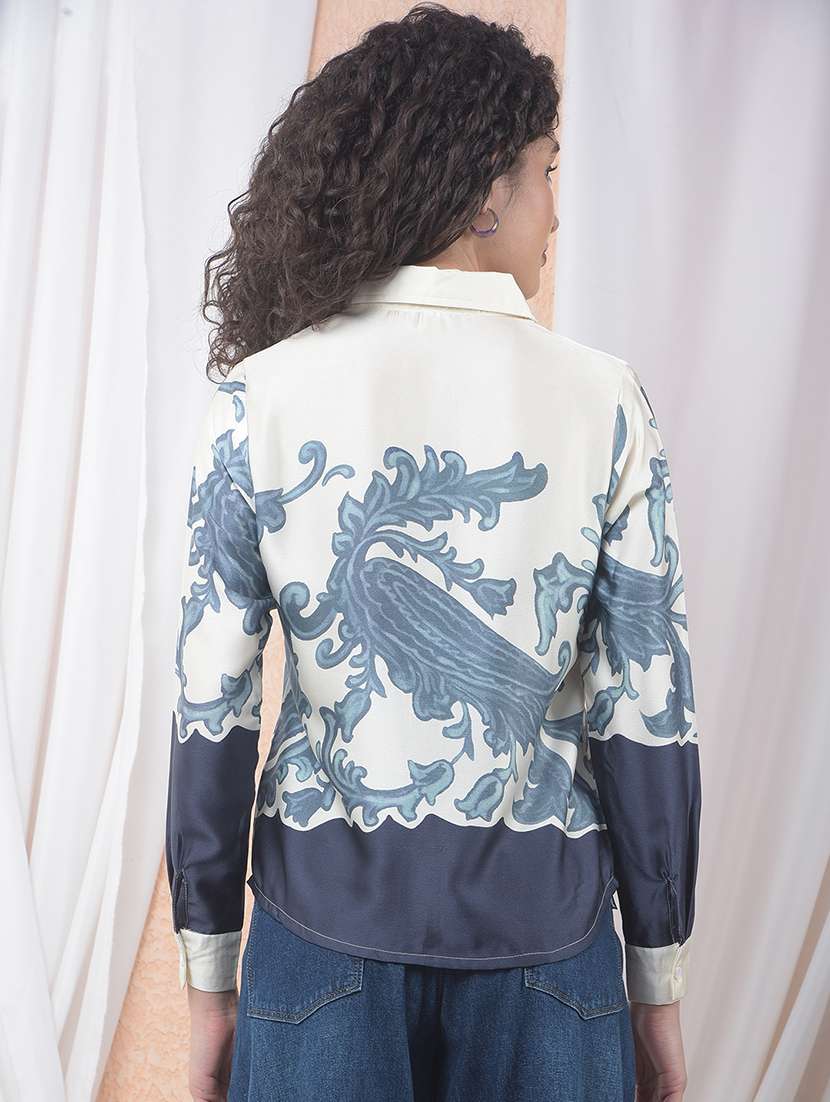 women printed collared long sleeve shirt - 22178357 -  Standard Image - 4