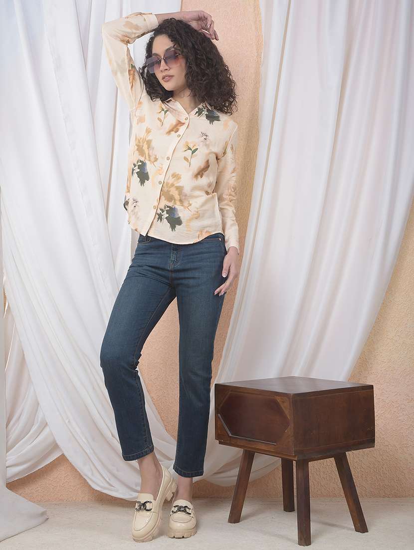 women printed collared long sleeve shirt - 22178358 -  Standard Image - 6