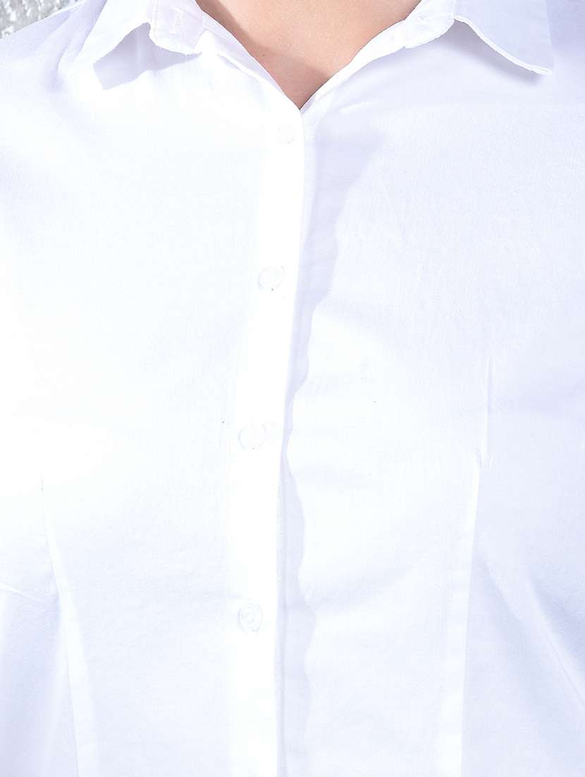 women solid collared long sleeve shirt - 22178361 -  Standard Image - 6