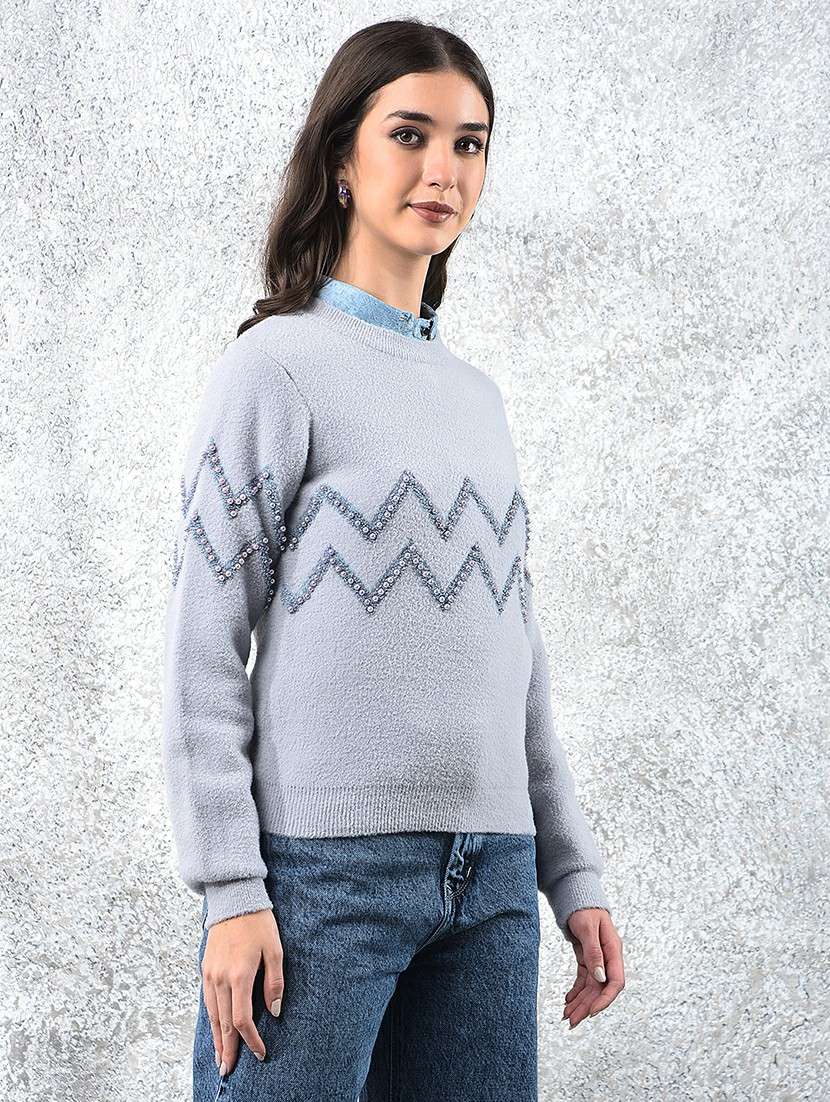 women self designed long sleeve pullover - 22178380 -  Standard Image - 1