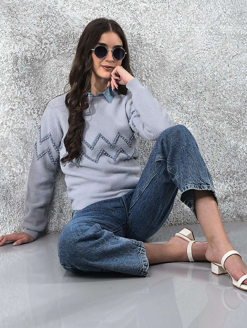 women self designed long sleeve pullover - 22178380 -  Standard Image - 4