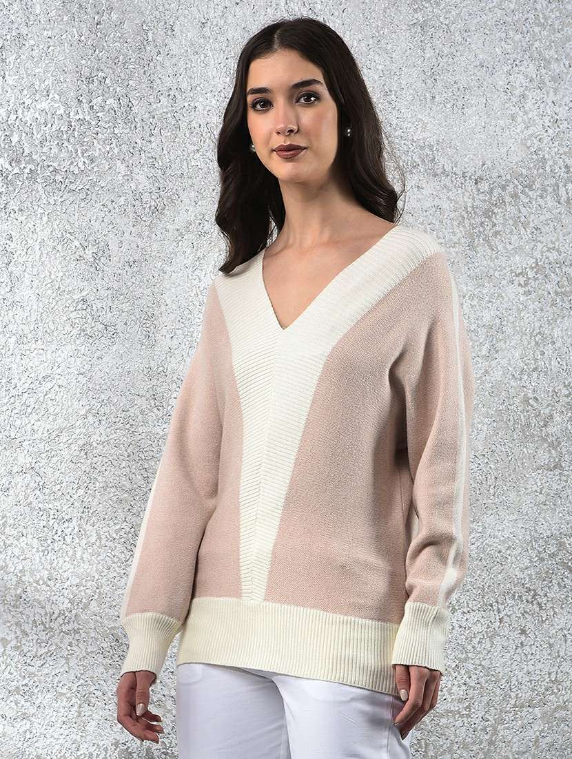 Women Color Blocked Long Sleeve Pullover - 22178383 -  Standard Image - 1