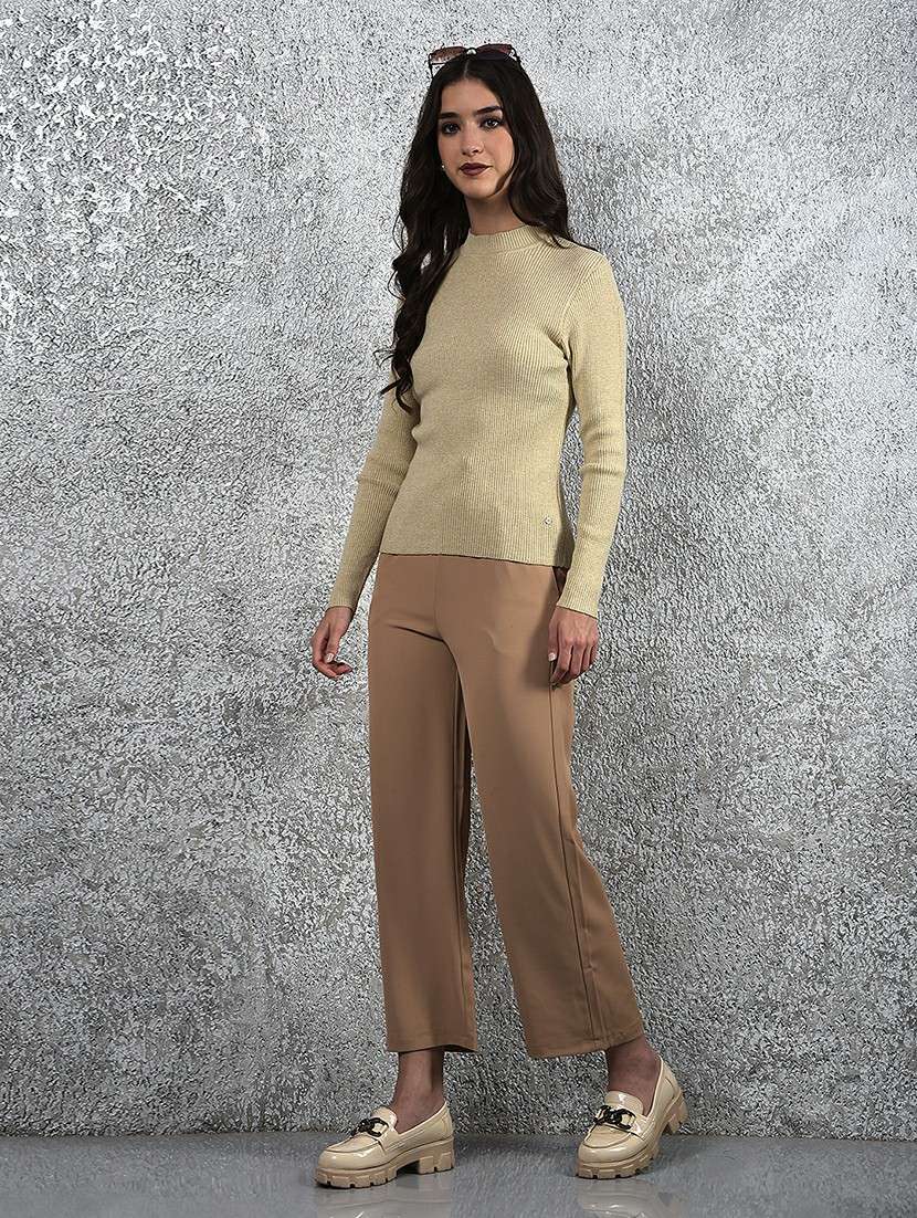 women solid mock neck long sleeve pullover - 22178386 -  Standard Image - 4