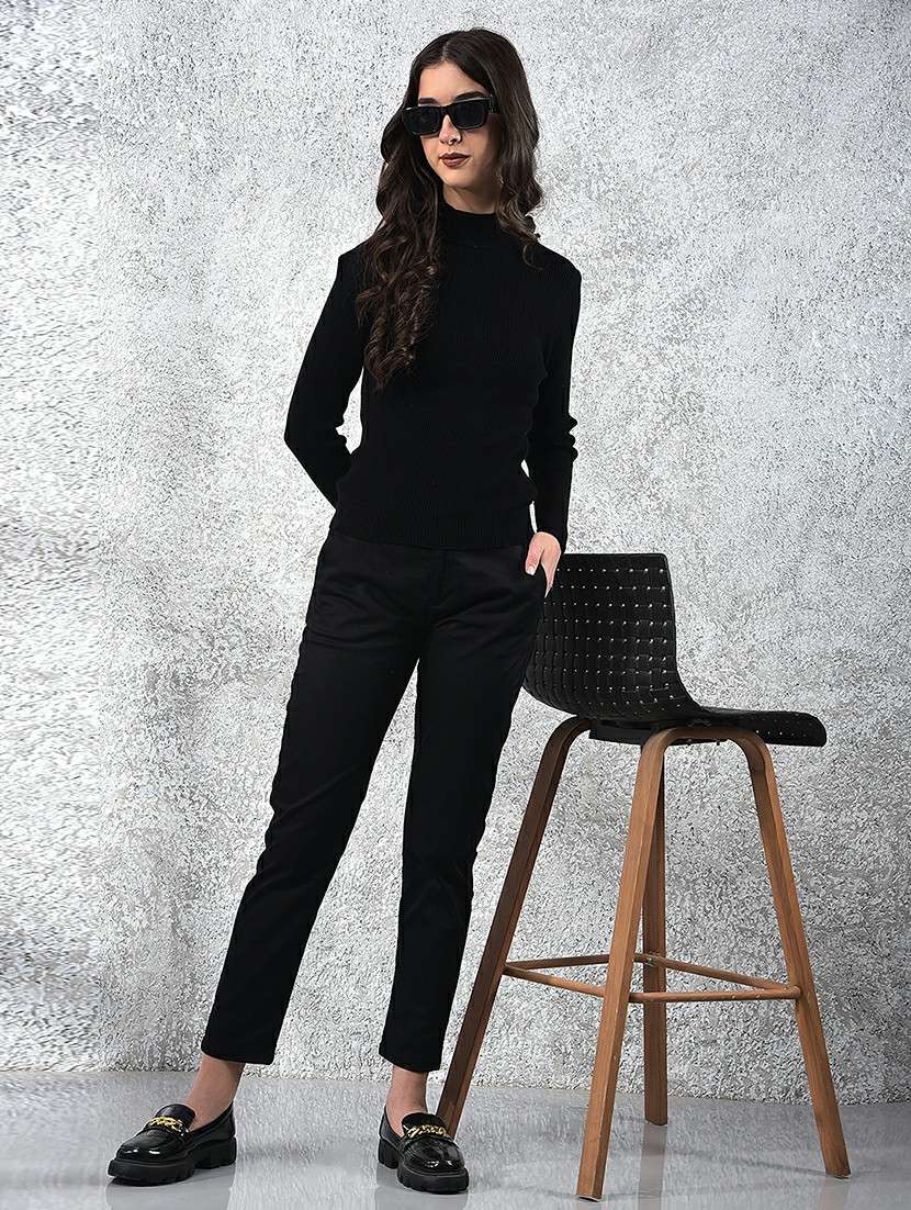 women solid mock neck long sleeve pullover - 22178387 -  Standard Image - 4