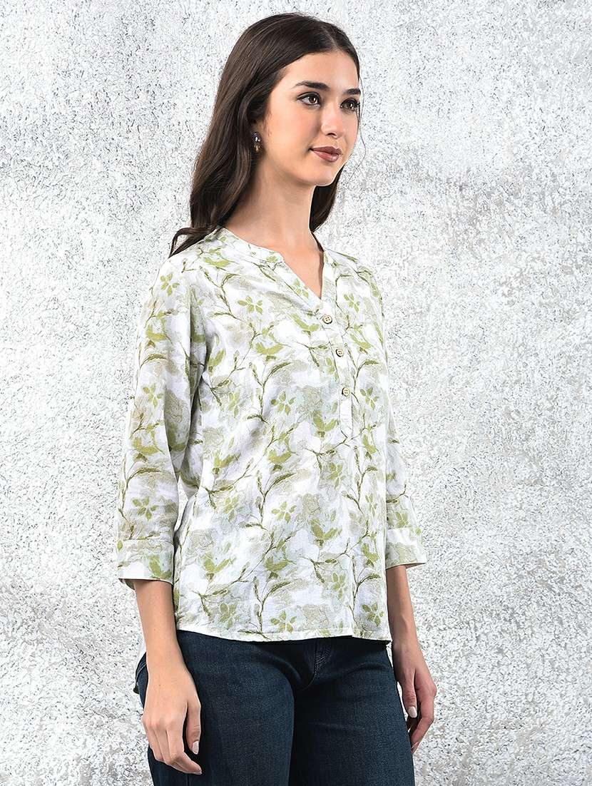 women printed three quarter sleeve regular top - 22178396 -  Standard Image - 1