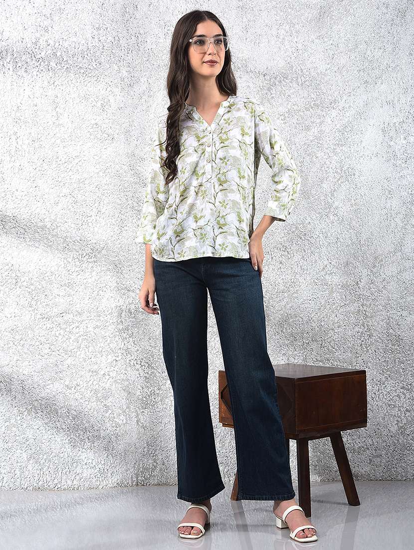women printed three quarter sleeve regular top - 22178396 -  Standard Image - 4