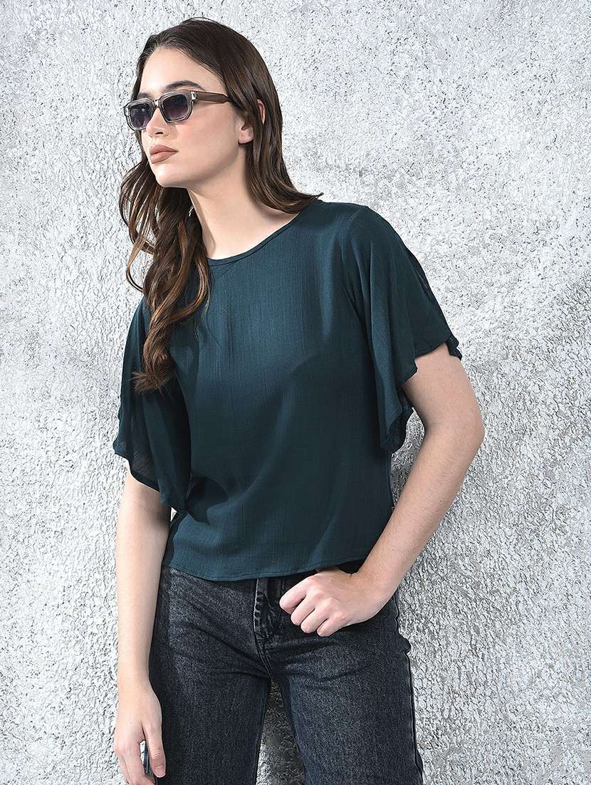 women solid short sleeve regular top