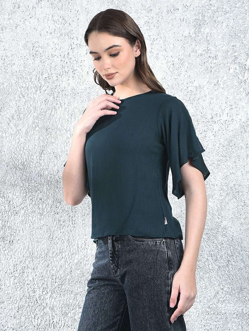 Women Solid Short Sleeve Regular Top - 22178400 -  Standard Image - 1