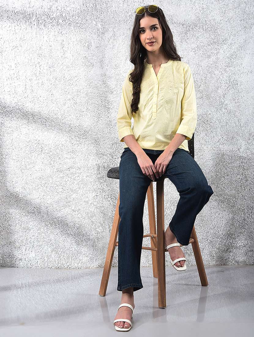 women embroidered three quarter sleeve regular top - 22178403 -  Standard Image - 4