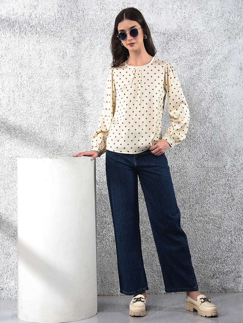 women polka doted puff sleeve regular top - 22178406 -  Standard Image - 4