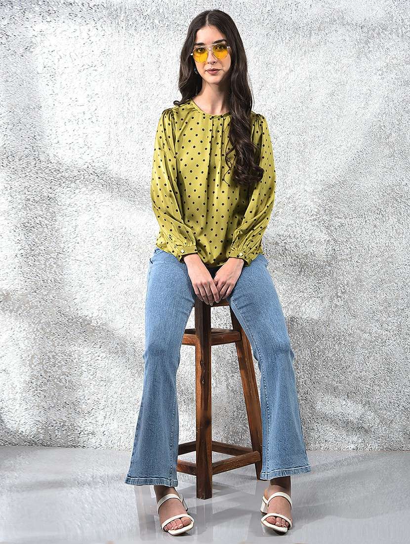 women polka doted puff sleeve  regular top - 22178407 -  Standard Image - 4