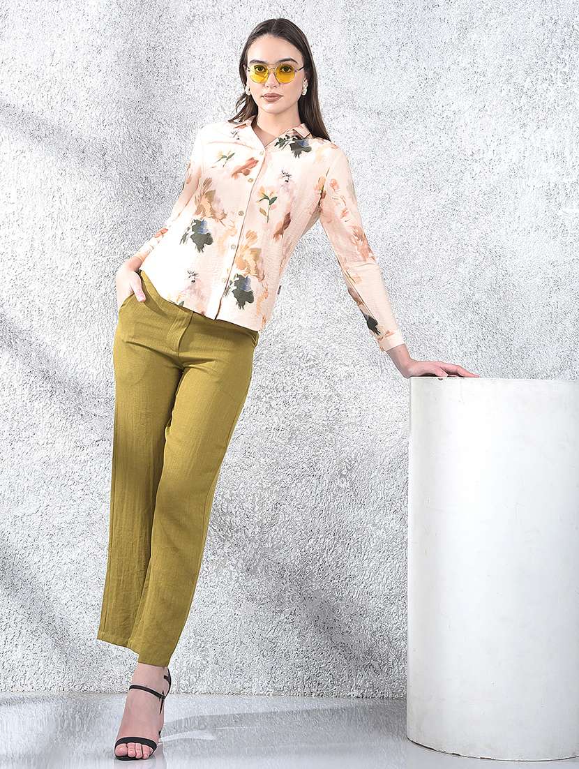 women solid mid rise straight fit trouser - 22178410 -  Standard Image - 4