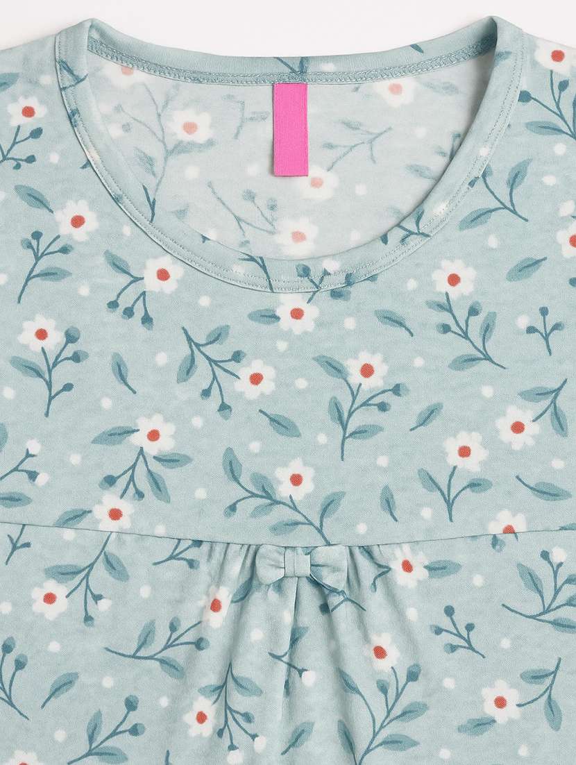 women printed three quarter sleeve nighty - 22178415 -  Standard Image - 4