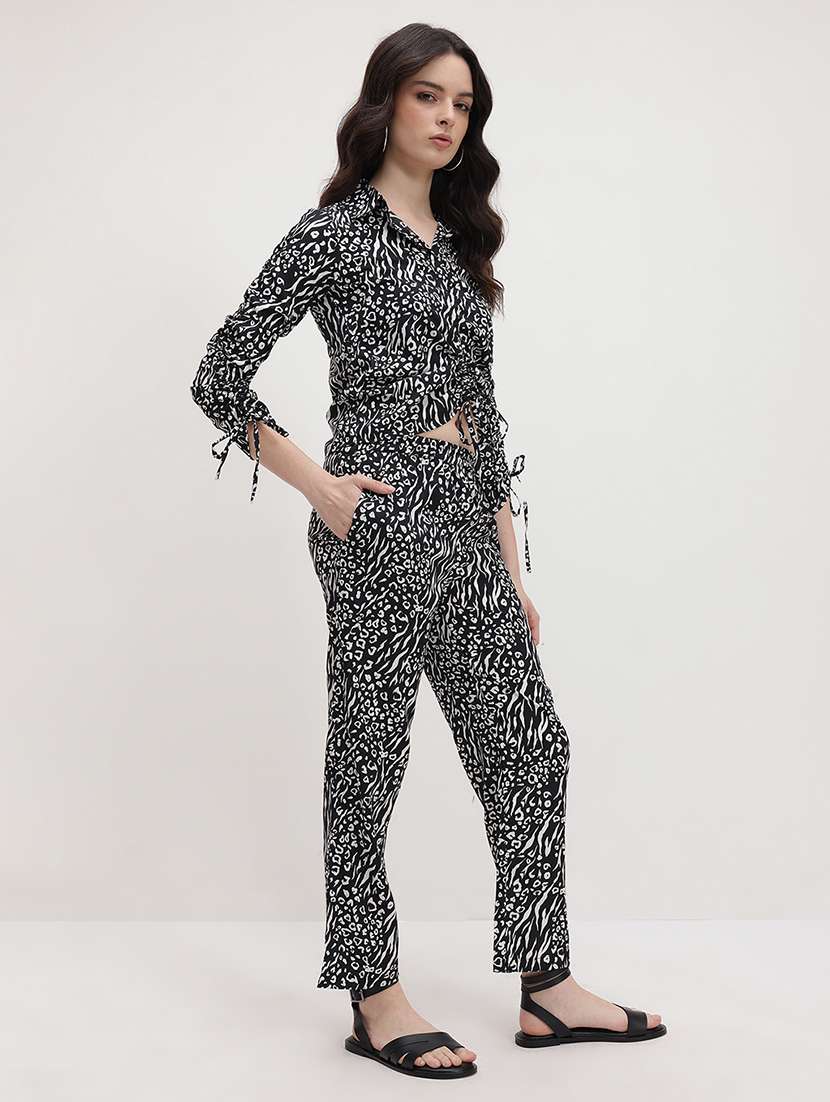 women animal print top and trouser co-ord set - 22178435 -  Standard Image - 1