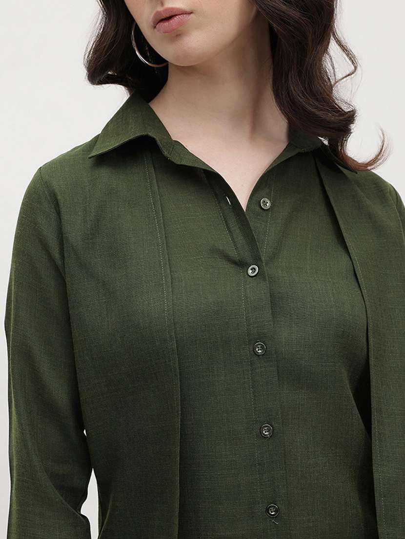 women solid shirt and trouser co-ord set - 22178437 -  Standard Image - 4