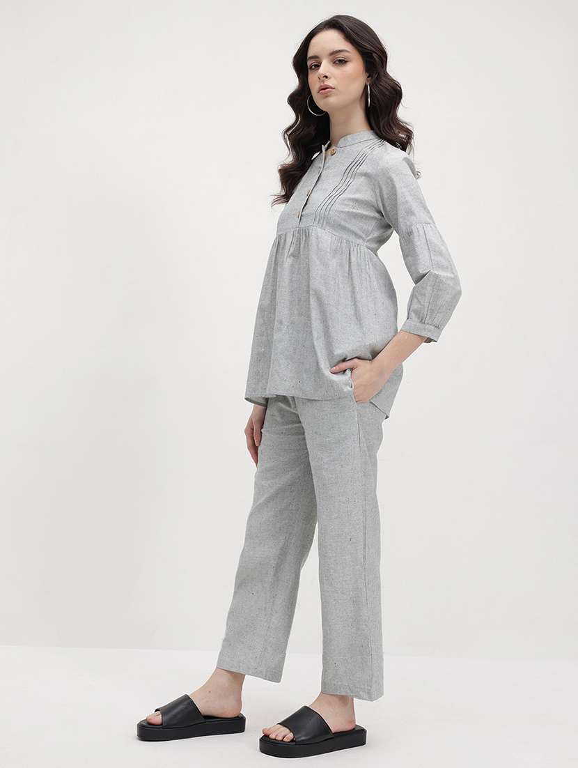 women solid top and trouser co-ord set - 22178438 -  Standard Image - 1