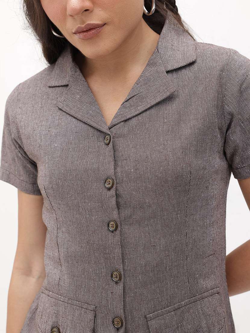 women solid shirt and trouser co-ord set - 22178441 -  Standard Image - 4