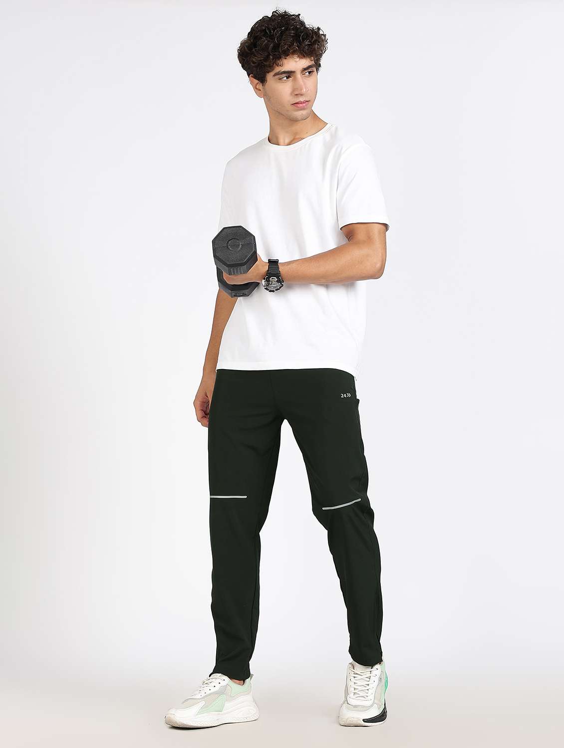 men solid mid rise full length track pant - 22178442 -  Standard Image - 4