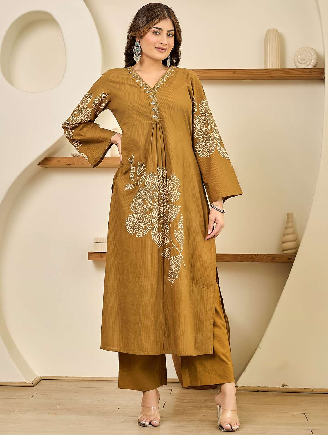 women embroidered flared sleeve kurta pant with dupatta set - 22178488 -  Standard Image - 4