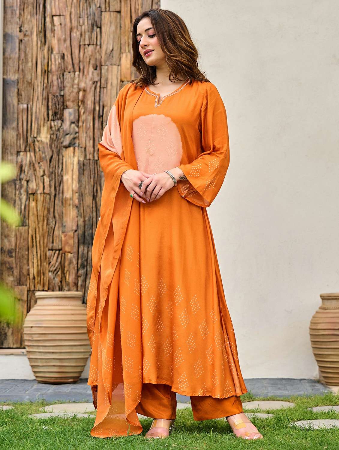 women embroidered long sleeve kurta pant with dupatta set - 22178514 -  Standard Image - 1