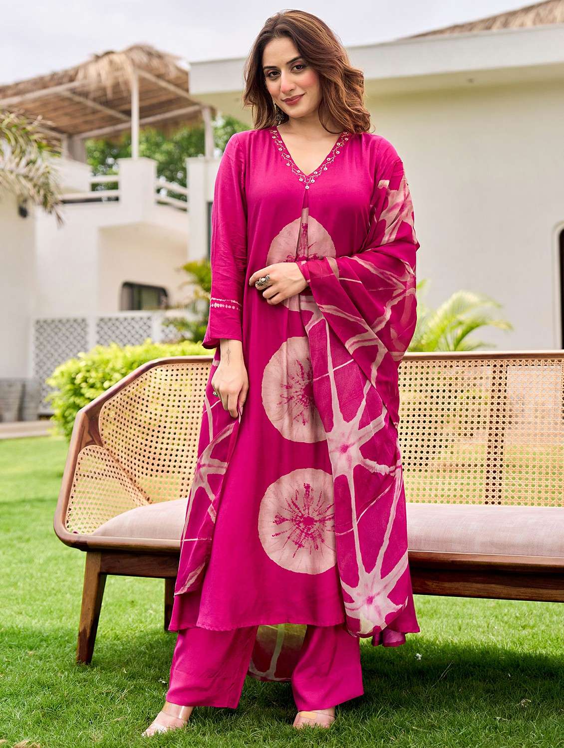 women embroidered long sleeve kurta pant with dupatta set - 22178517 -  Standard Image - 1