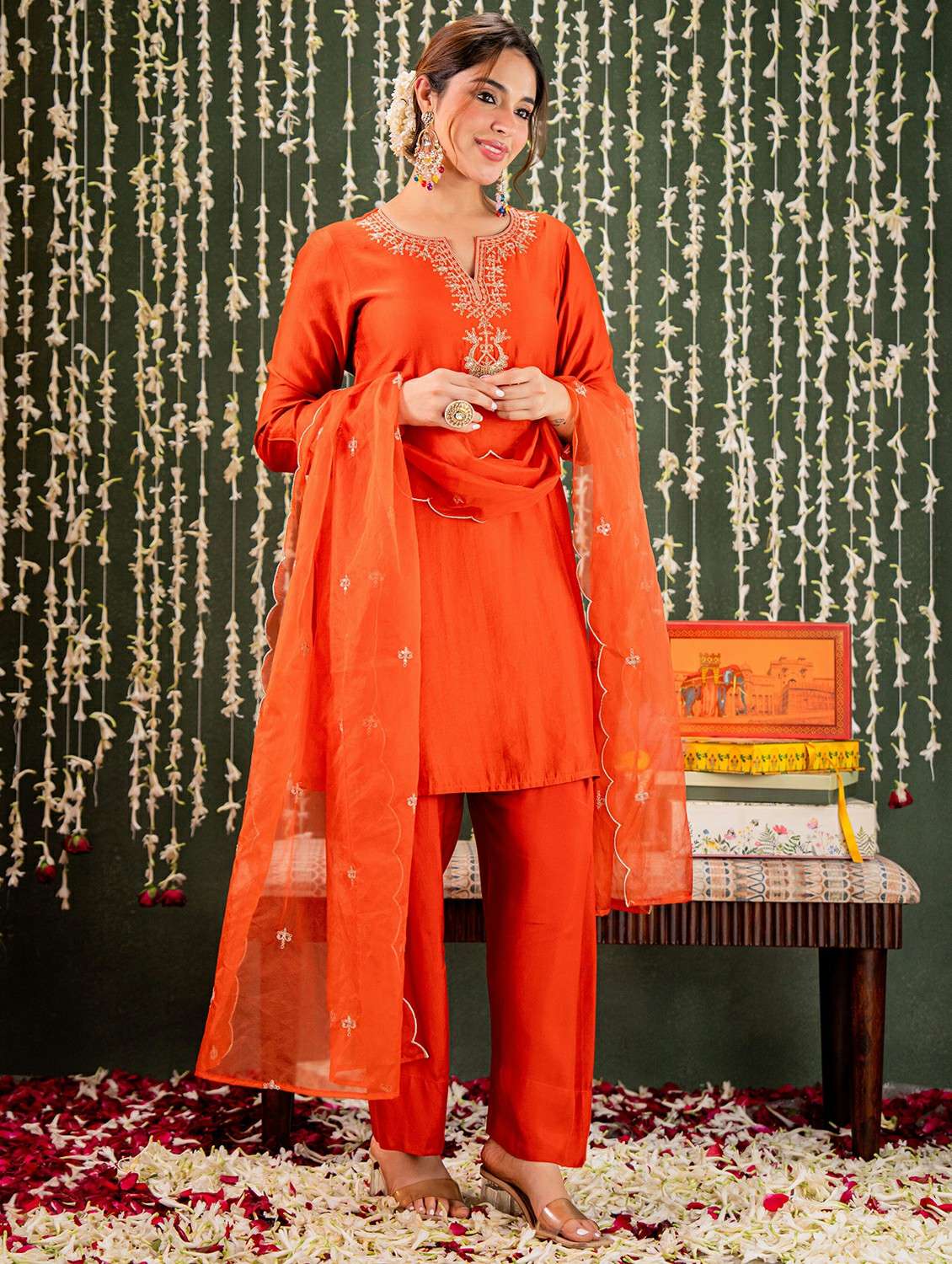 women embroidered long sleeve kurta pant with dupatta set - 22178521 -  Standard Image - 1