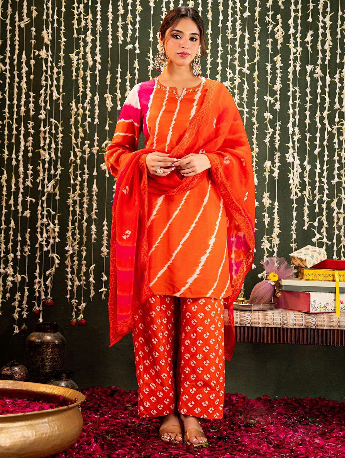 women embroidered long sleeve kurta pant with dupatta set - 22178523 -  Standard Image - 1