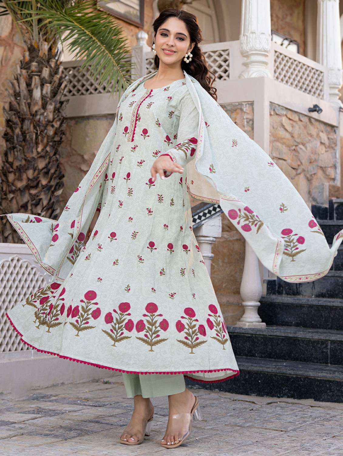 women embroidered long sleeve kurta pant with dupatta set - 22178534 -  Standard Image - 1