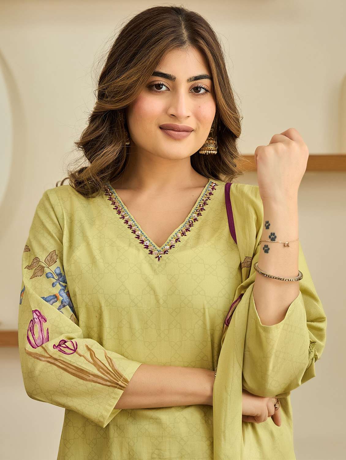 women embroidered three quarter sleeve kurta pant with dupatta set - 22178546 -  Standard Image - 4