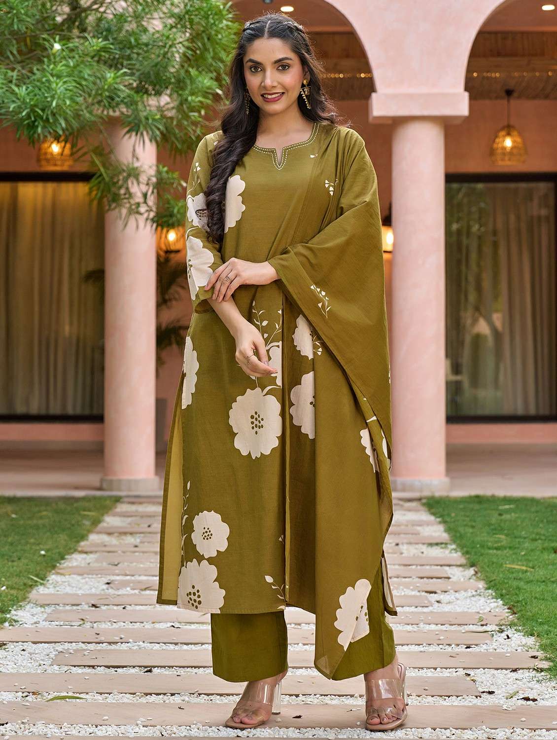 green cotton kurta pant  set - 22178558 -  Standard Image - 1