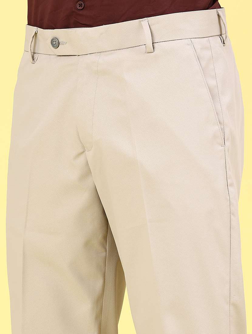 men solid mid rise flat front formal trouser - 22178647 -  Standard Image - 1