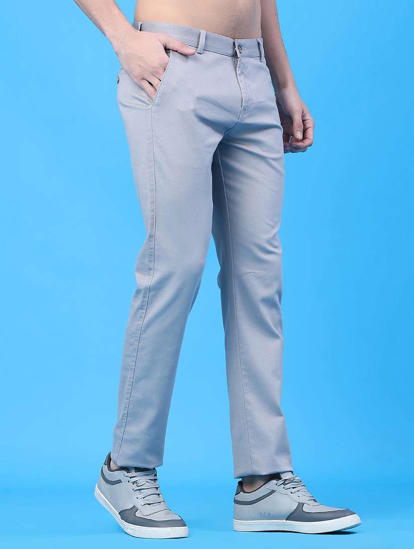 men solid mid rise chinos casual trouser - 22178670 -  Standard Image - 1