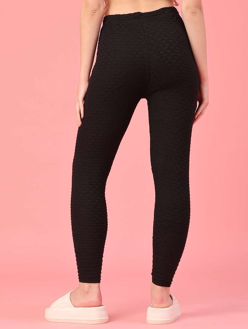 women self design mid rise woolen leggings - 22178673 -  Standard Image - 4