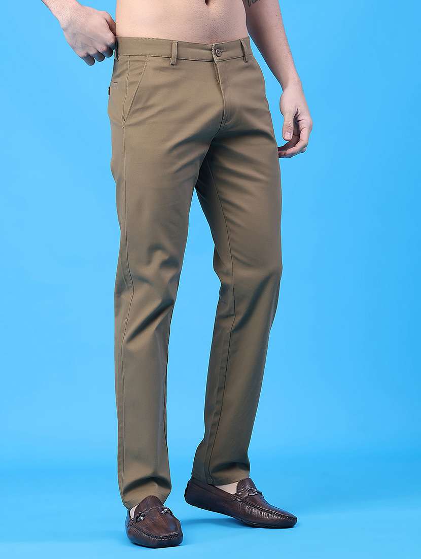men solid mid rise chinos casual trouser - 22178676 -  Standard Image - 1