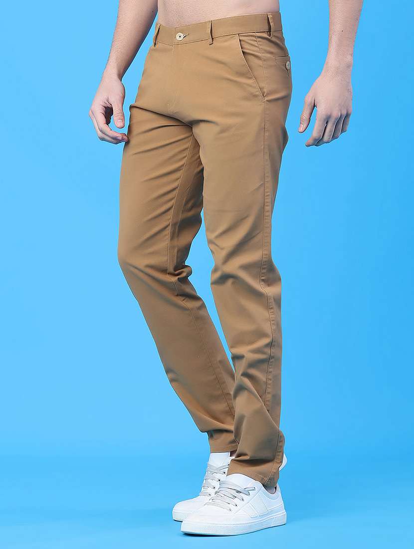 men solid mid rise chinos casual trouser - 22178677 -  Standard Image - 1