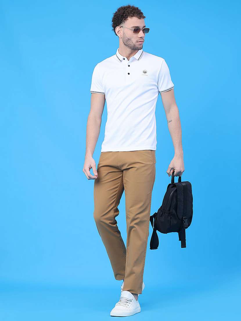 men solid mid rise chinos casual trouser - 22178677 -  Standard Image - 4