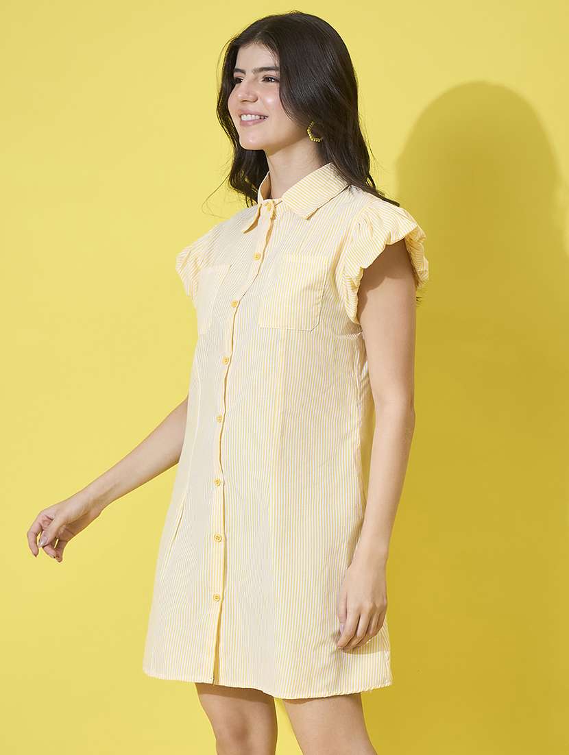 Women Striped Collared Shirt Dress - 22178962 -  Standard Image - 1