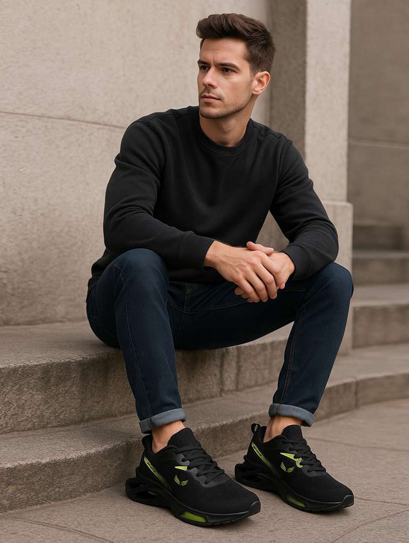 men solid lace up sport shoe - 22178991 -  Standard Image - 1