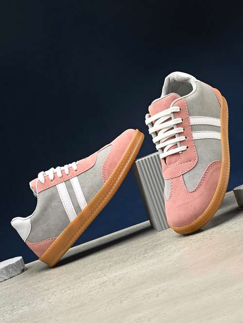 women peach lace-up sneaker - 22179513 -  Standard Image - 0