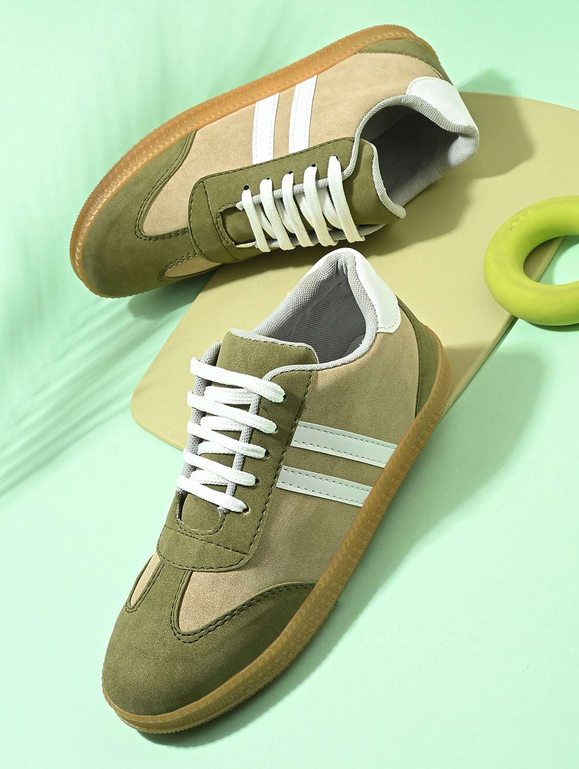 women olive lace-up sneaker