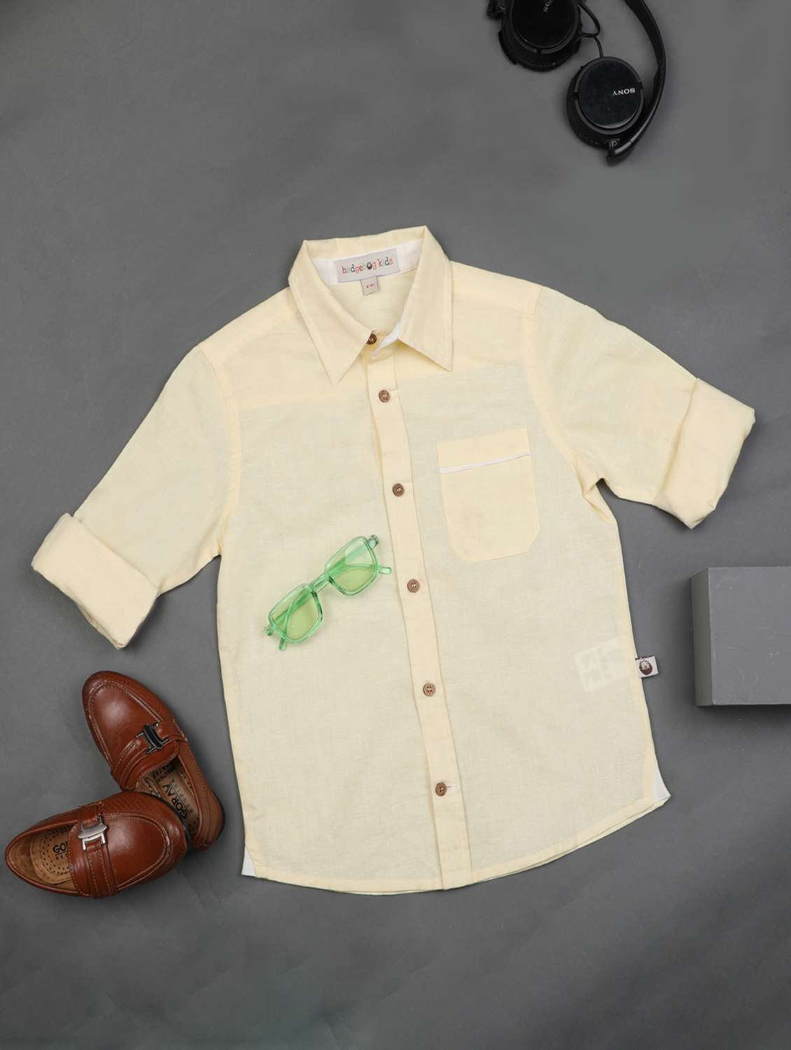 boys solid collared long sleeve shirt - 22179531 -  Standard Image - 1