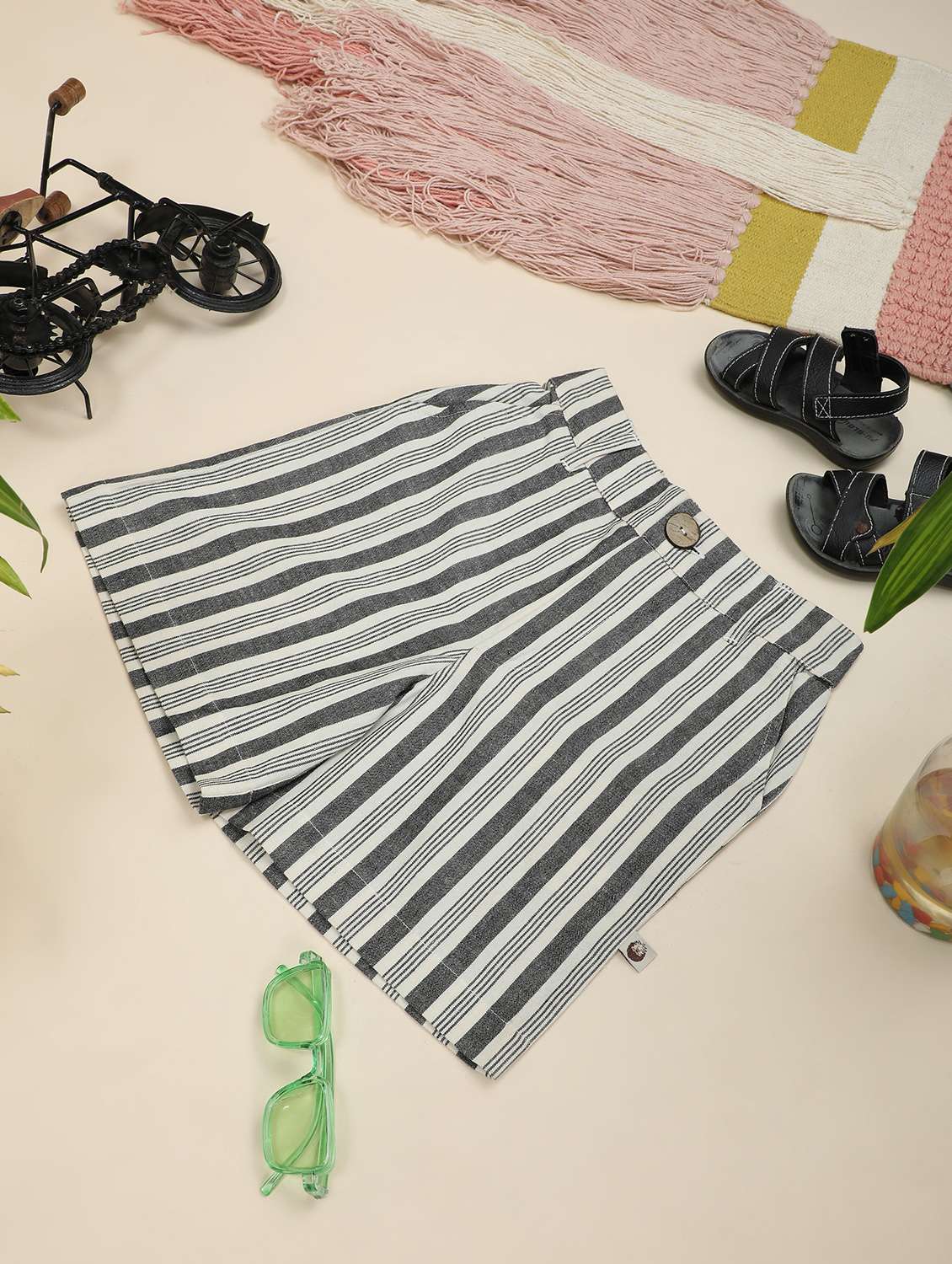 boys striped mid rise regular fit shorts  - 22179545 -  Standard Image - 1