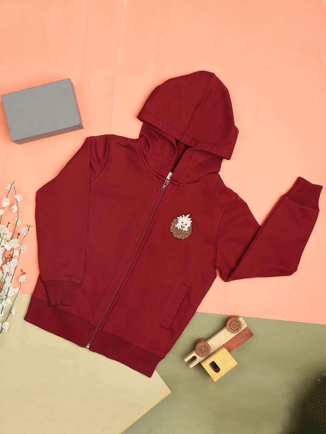 boys solid long sleeve hooded sweatshirt - 22179546 -  Standard Image - 1