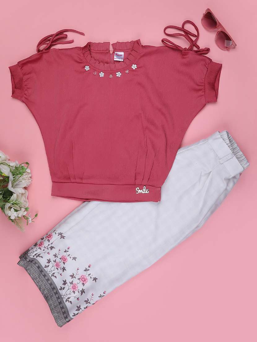girls embellished short sleeve top & trouser set - 22179558 -  Standard Image - 1