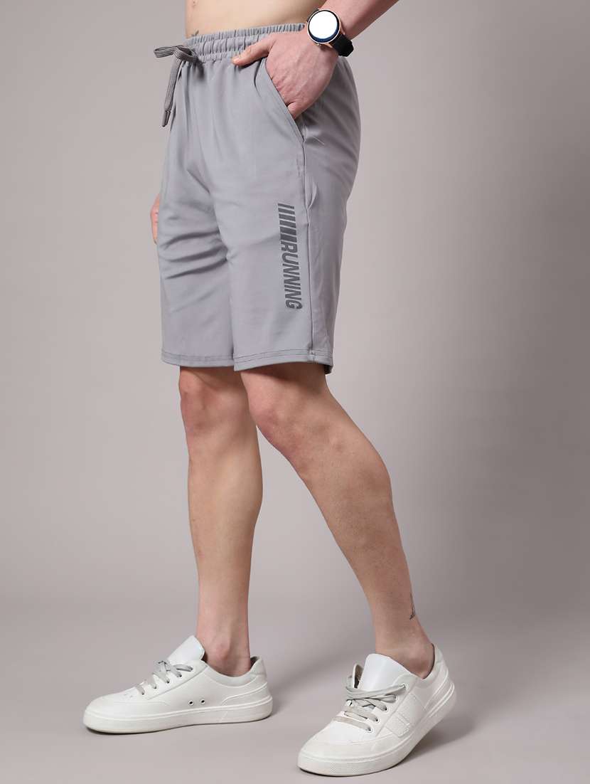 men grey cotton shorts three - fourth