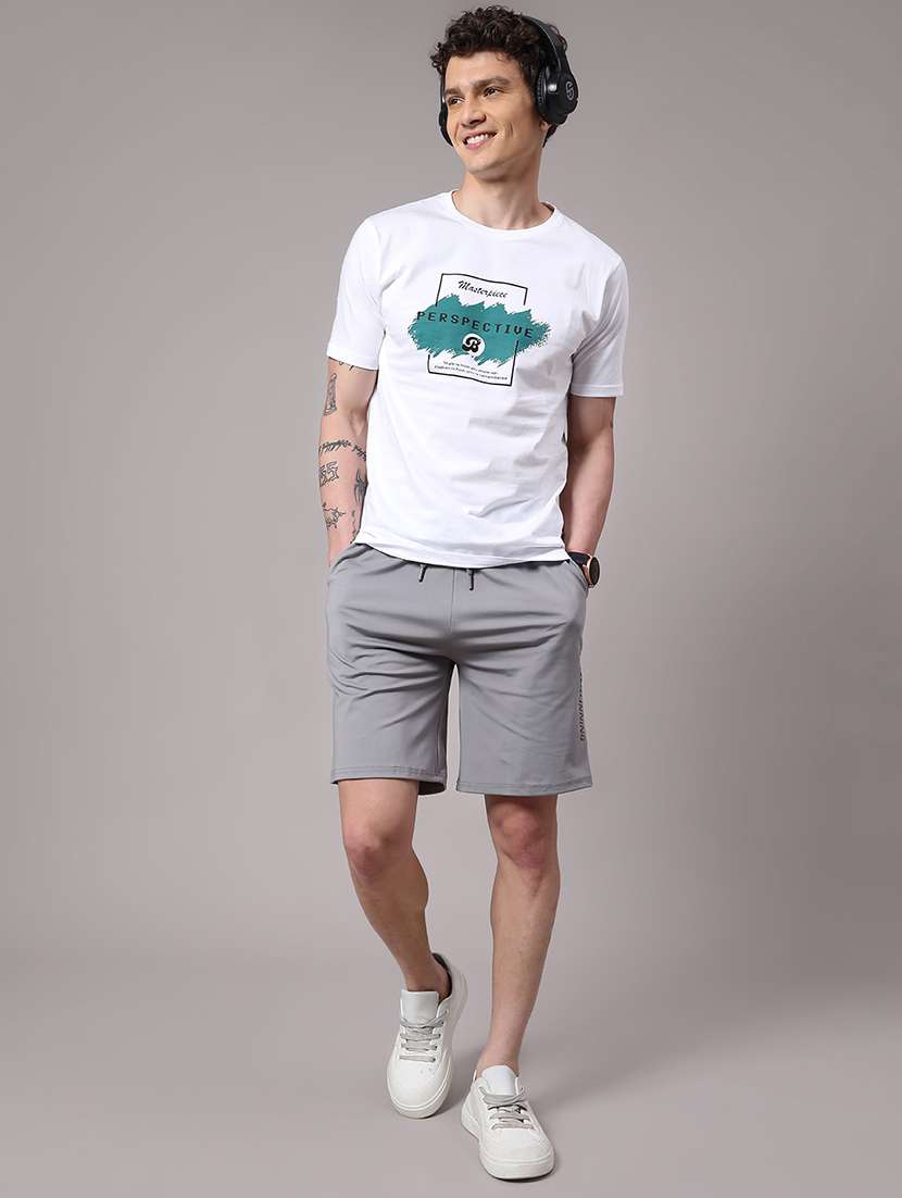 men grey cotton shorts three - fourth - 22179617 -  Standard Image - 4